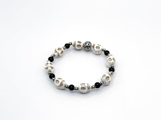 Obsidian Skull Bracelet