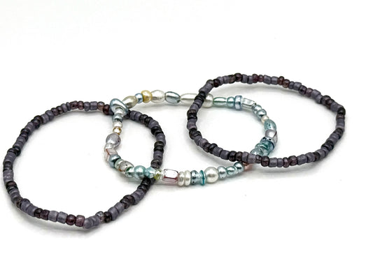 Silver Tide Stack Bracelet Set