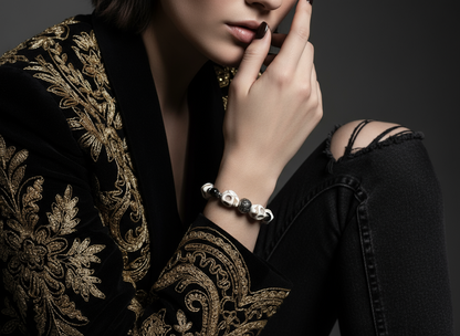 Obsidian Skull Bracelet