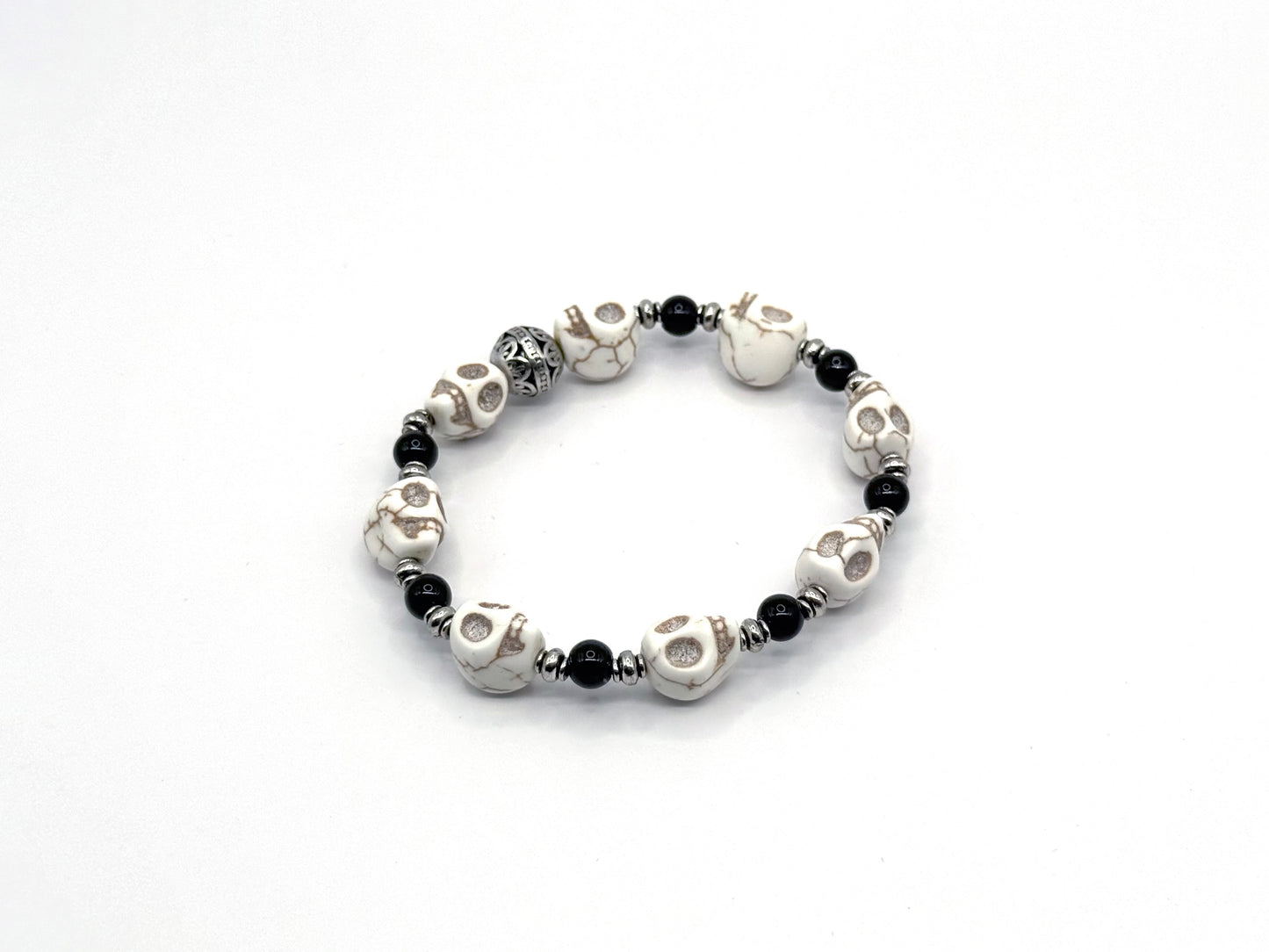 Obsidian Skull Bracelet