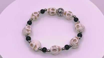 Obsidian Skull Bracelet